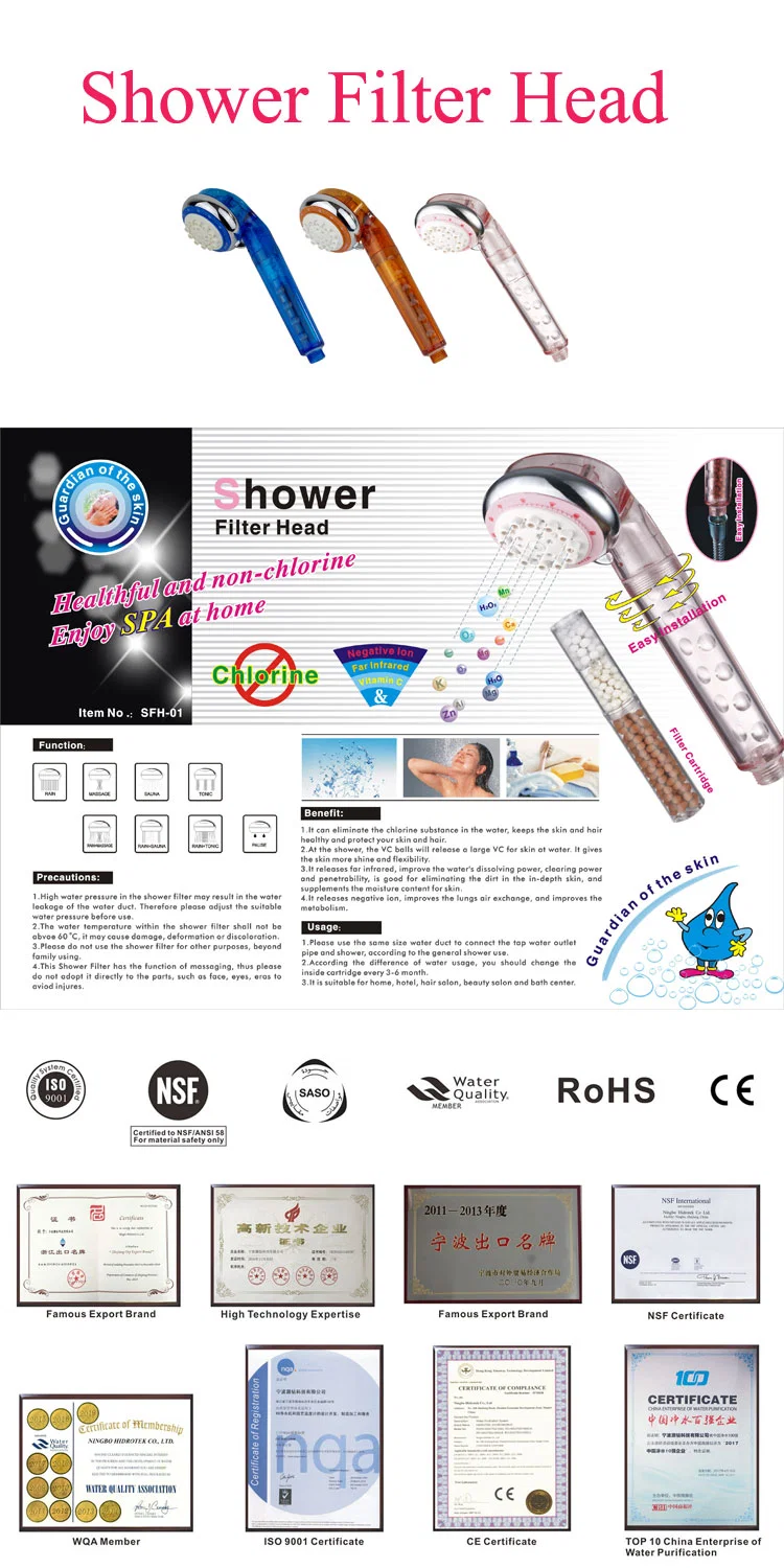 Hidrotek Bathroom Chrome Water Shower Filter