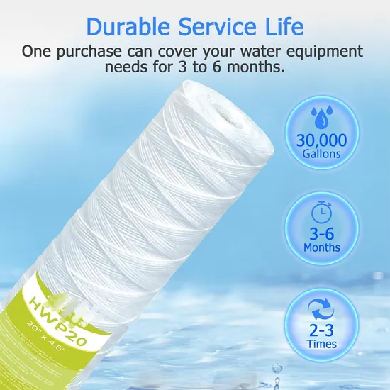 Fiber Glass String Wound Cartridge Filter Element with Stainless Steel PP Core Water Purifier 10′′ Customized 
